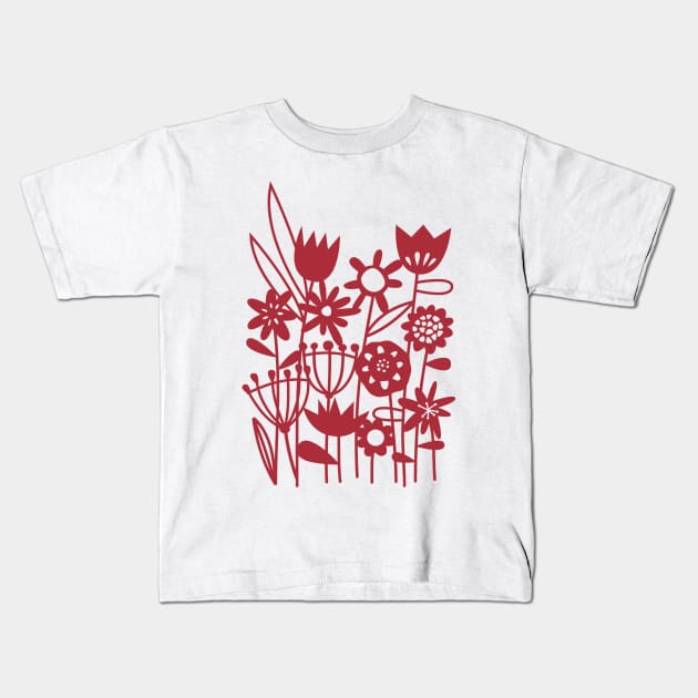 Flower Meadow Papercut Kids T-Shirt by NicSquirrell